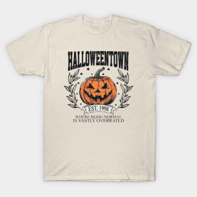 เสื้อยืด Vintage Halloweentown Est 1998 retro T-Shirt แท้ Cotton 100% เซ็กซี่ การ์ตูน สีขาว S-5XL