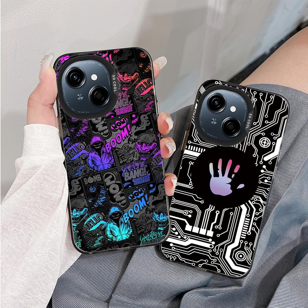 Matte Solid IMD สีเคสโทรศัพท์สําหรับ Tecno Spark G0 1 Tecno Spark G0 2025 Cool Dark สไตล์ Hoodie Boy