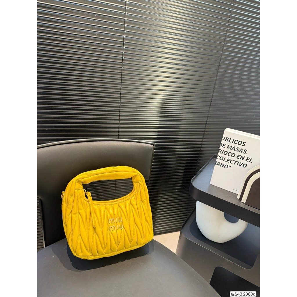 Miumiu Miumiu Pleated Lambskin Underarm Bag Handbag