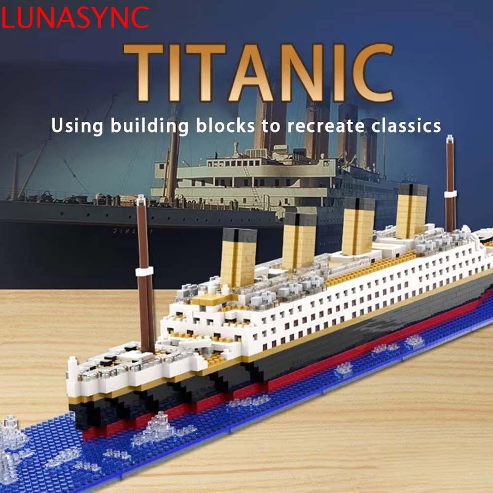LUNASYNC Titanic Building Block,อนุภาคขนาดเล็กความยากสูงCruiseเรืออิฐรุ่น,เด็กยักษ์เรือผสมตกแต่งบ้านTitanicประกอบของเล่นของขวัญวันเกิด