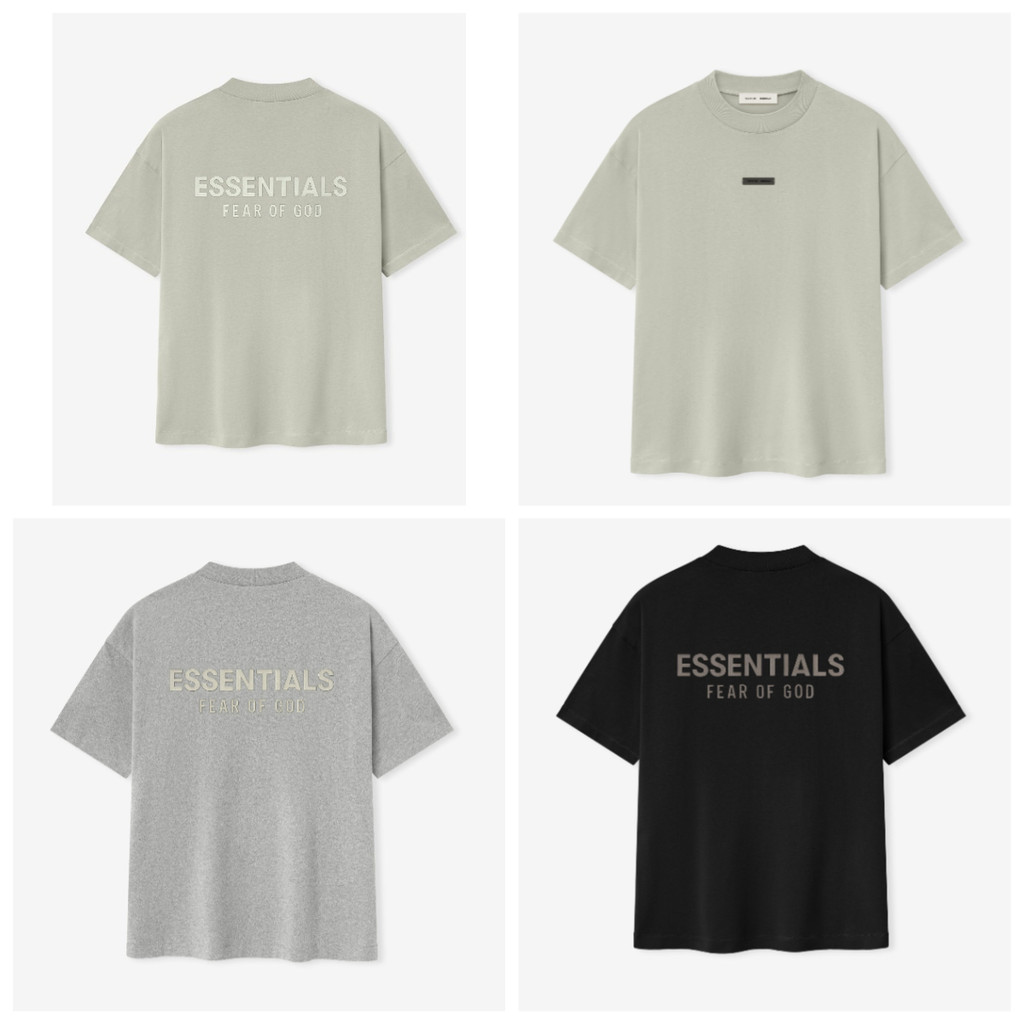 FOG Double Line ESSENTIALS 25SS High Street Metal Pressed กาวพิมพ์แขนสั้นผู้ชายและผู้หญิงหลวมสบายๆเสื้อยืด ราคา ถูกที่สุด ดีลบีเคเค