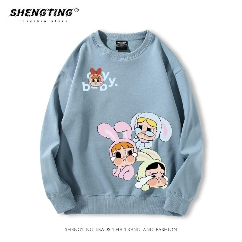 เสื้อร้องไห้ สินค้าทุกการจับคู่ Flying Co-Branded เสื้อผ้า crybaby 2025 ฤดูใบไม้ร่วงฤดูหนาวคู่รอบคอต