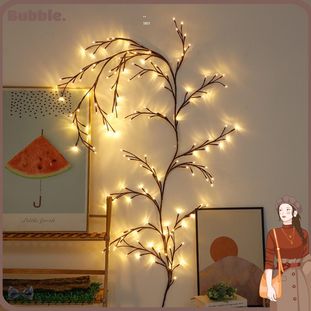 BUBBLE Christmas LED String, จําลองหวายแสงรูปแบบต้นไม้ Vine Light, 72/96/144 LED USB หวายโคมไฟเตาผิง