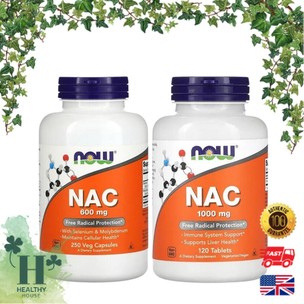 พร้อมส่ง NOW Foods NAC 600 mg 250 100 Veg Capsules 1000​ mg​120​ Tablets N-Acetyl-L-Cysteine