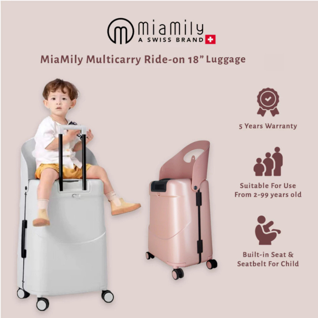 MiaMily Multiพกพากระเป๋าเดินทาง 18" พร้อมเบาะนั่งในตัวสําหรับเด็กและผู้ใหญ่ | กระเป๋าเดินทางเด็ก | ก