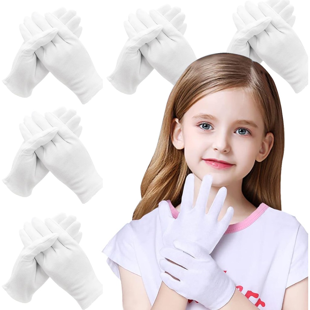 24 Pcs White Cotton Gloves for Dry Hands Moisturizing Gloves Overnight Eczema Gloves Kids Sleep Glov
