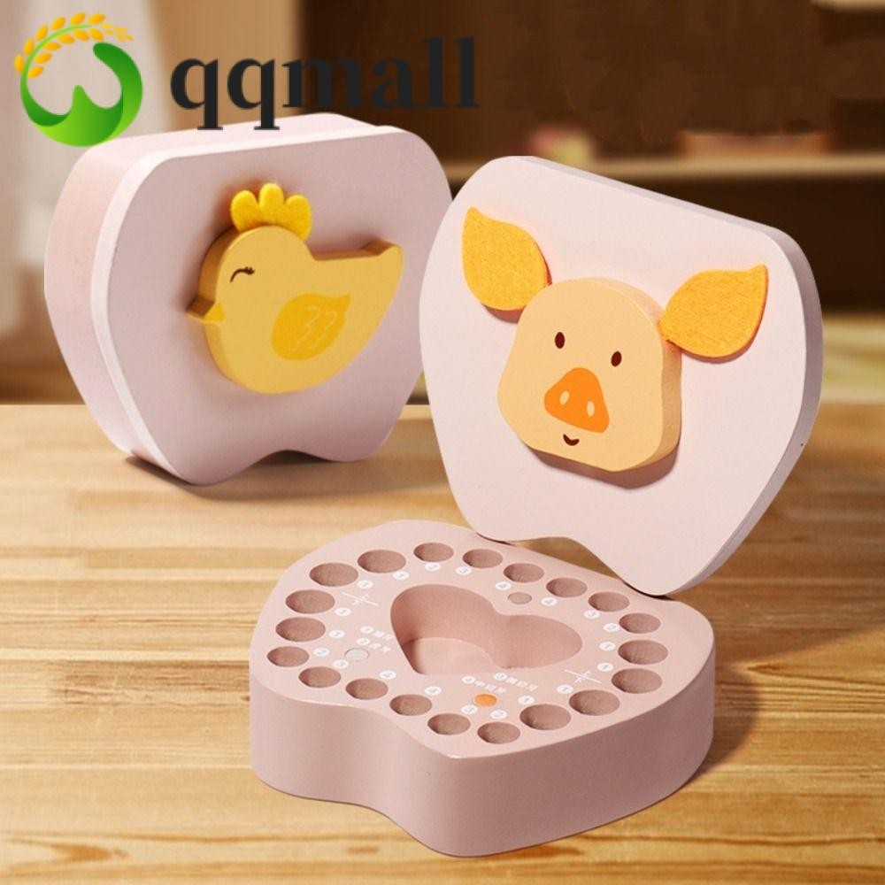 คิวคิวมอลล์ กล่องเก็บฟันเต้านม, กล่องใส่ฟันเด็กราศีน่ารัก, ของชําร่วยไม้คอลเลกชันคอนเทนเนอร์ฟันน้ํานมเด็ก