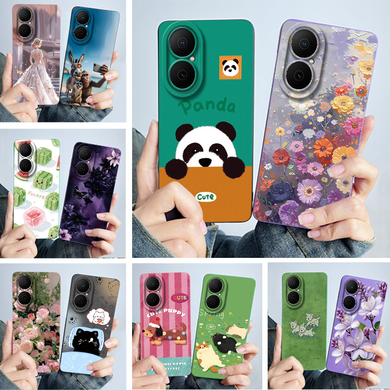 กรณีสําหรับ Huawei Nova Y73 น่ารักแพนด้าสาวหวานแมวซิลิโคนนุ่มปกหลังสําหรับ Huawei NovaY73 Slim กันชน Anti-Scratch ป้องกันปลอก Shell