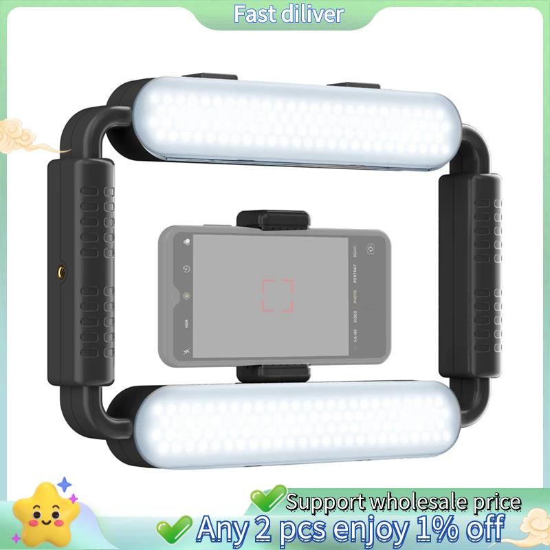 มือถือ LED Video Light สําหรับสมาร์ทโฟนการถ่ายภาพ Selfie Light พร้อม Stabilizer Bracket Vlog Grip Vi