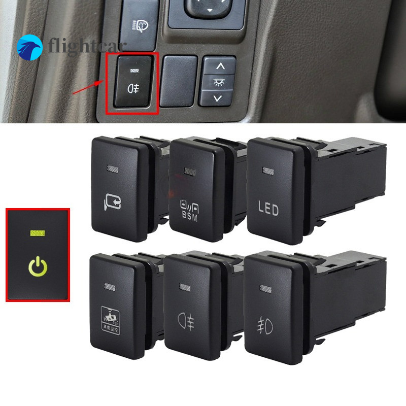 FTCar ด้านหน้าด้านหลังหมอกปุ่มบันทึกการขับขี่ LED BSM กระจกมองหลังพับสวิทช์ลวดสําหรับ Toyota Camry P