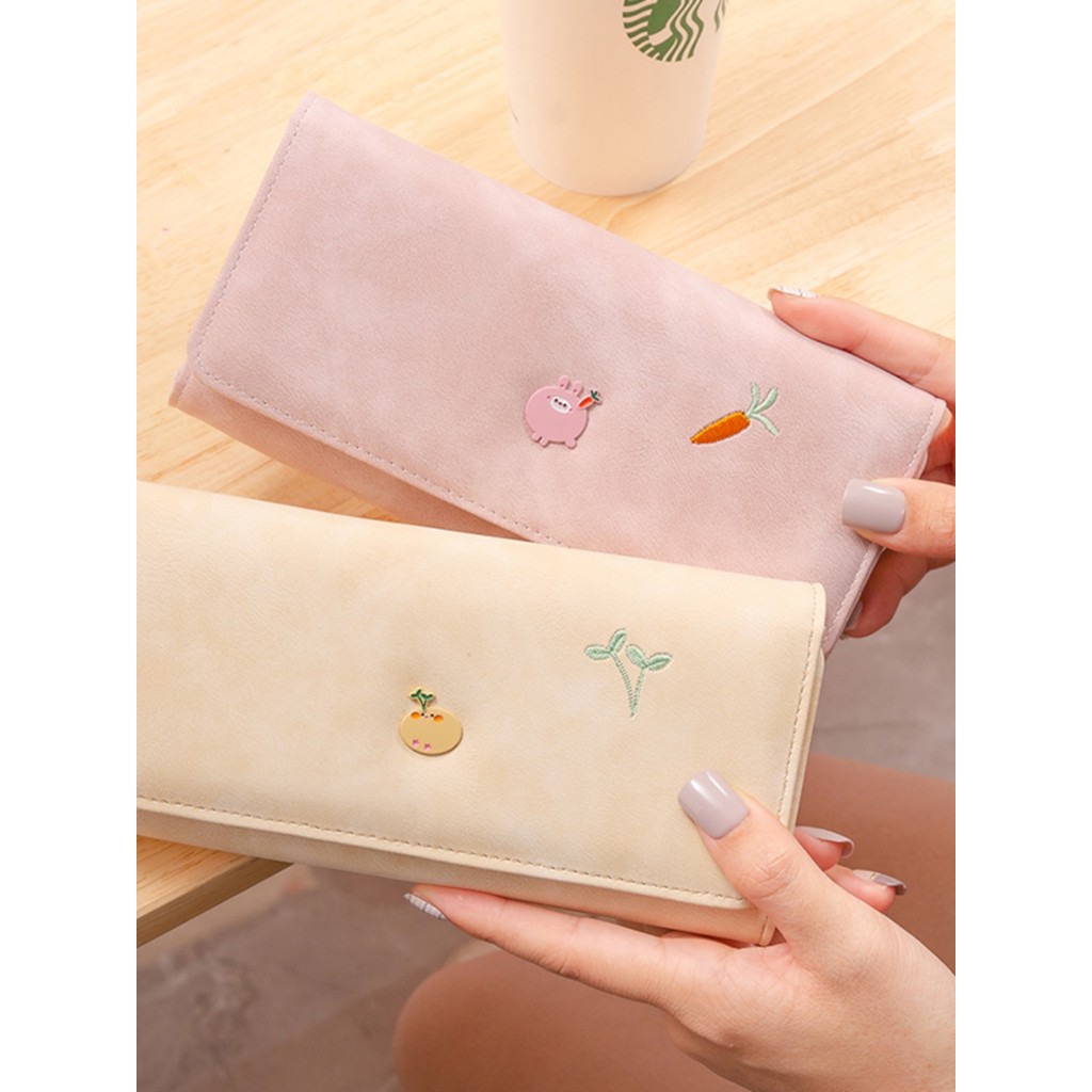Forever young bester brand กระเป๋ กระเป๋าสตางค์นักเรียนแบบพับได้ลายปักน่ารักสไตล์เกาหลี
