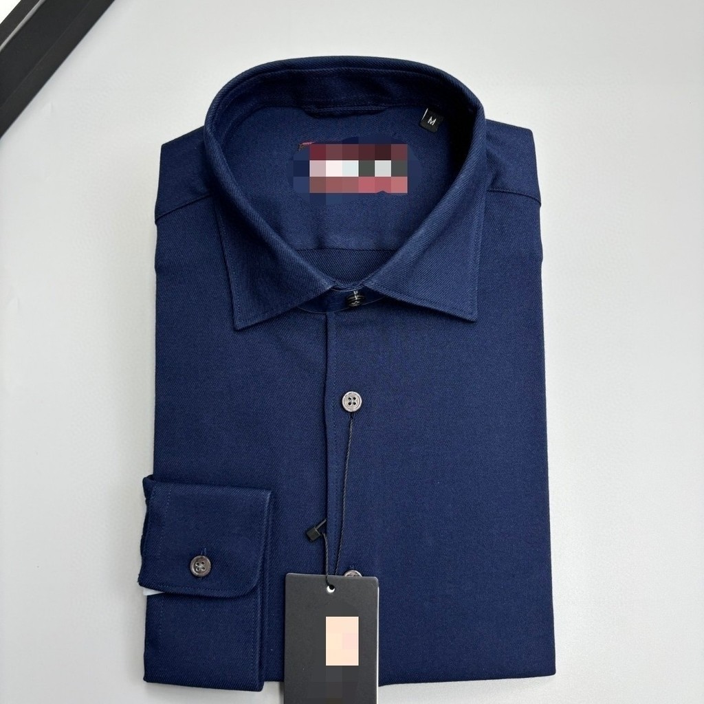 JXQF Zegna Wool Men's Warm Autumn Winter Long Sleeve Shirt Business Casual Shirt Formal Slim Fit