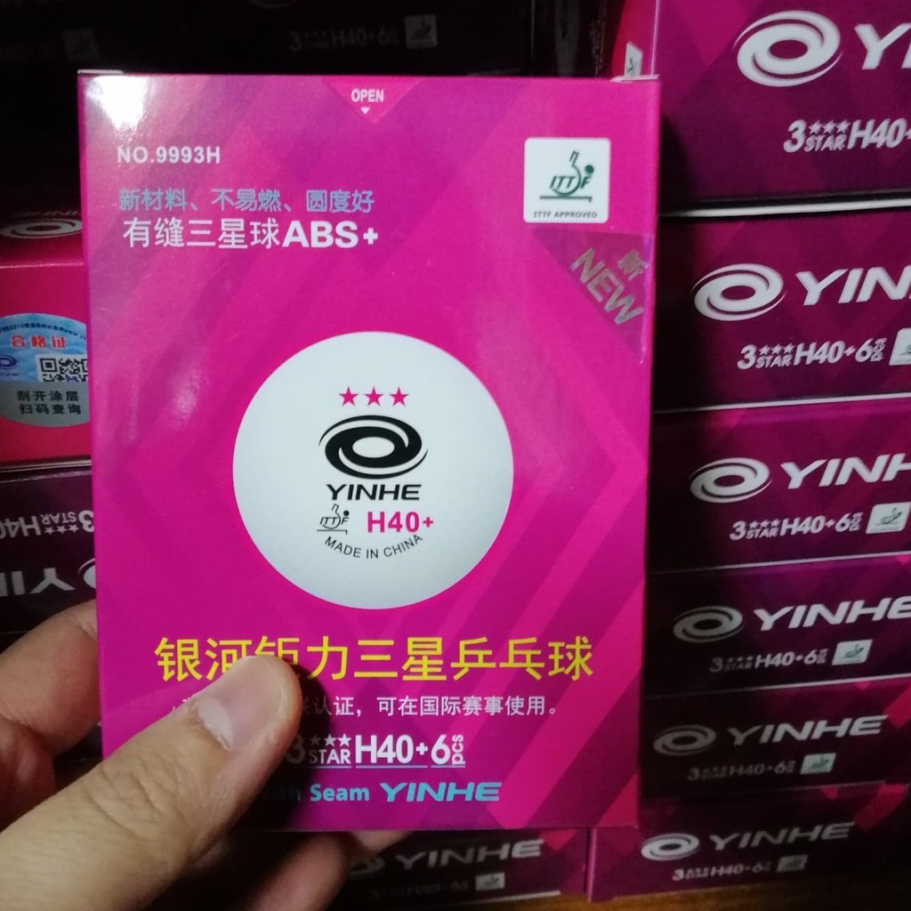 NEW!!! (ลูกล็อตใหม่ กลมกว่า เด้งกว่า) ลูกปิงปองYinhe H40+ 3ดาว กล่องละ 6 ลูก