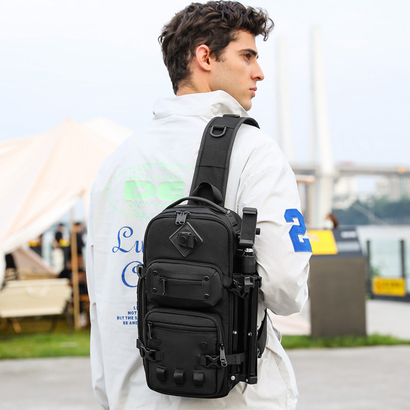 OZUKO Tactical Chest Bag Men's Crossbody Bag Shoulder Bag Men's Outdoor Sports Waterproof High-Quali