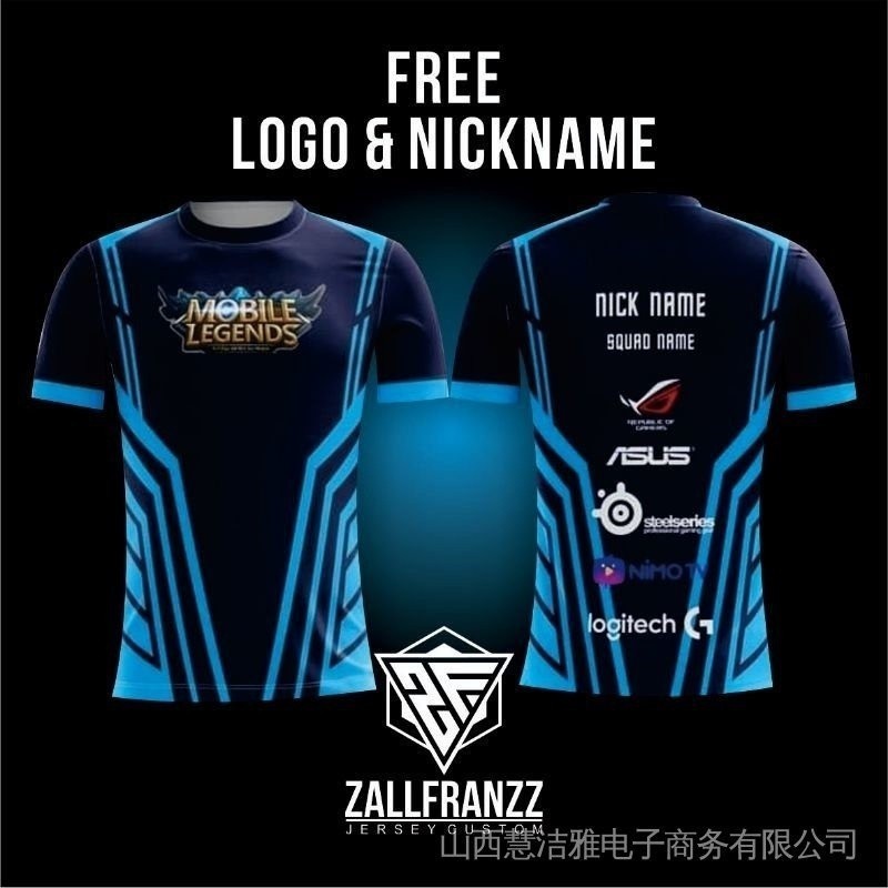 พิมพ์เสื้อ ใหม่ล่าสุด mlbb PubGM Free Fire AOV CODM costum gaming Jersey คอระเหิดแขนสั้น Tuca