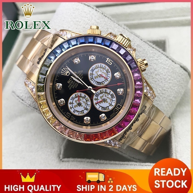 ROLEX Daytona นาฬิกาสําหรับผู้ชายกันน้ําอัตโนมัติ ROLEX นาฬิกาผู้หญิง Pawnable Orginal Gold