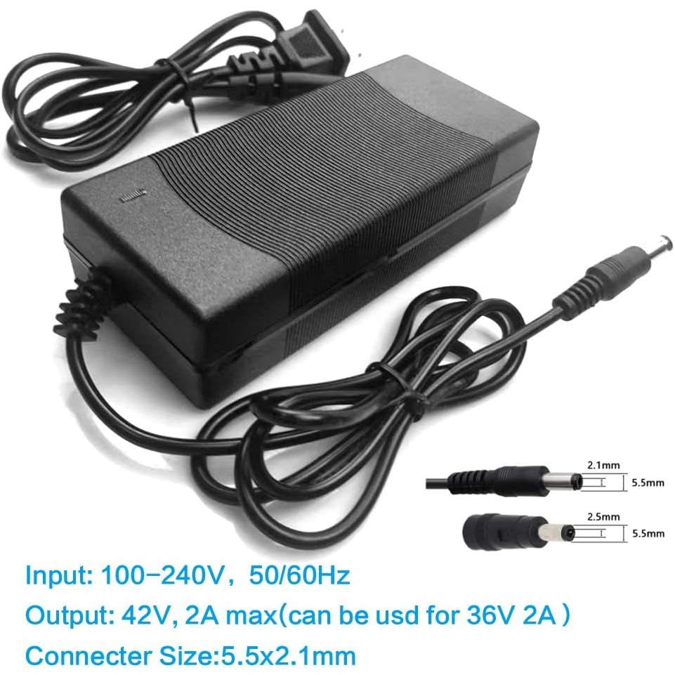 42v 2a Charger 1 Prong สําหรับ 36V แบตเตอรี่ลิเธียม 42V 2A แบตเตอรี่สําหรับ 36V 10S แบตเตอรี่ DC 5.5