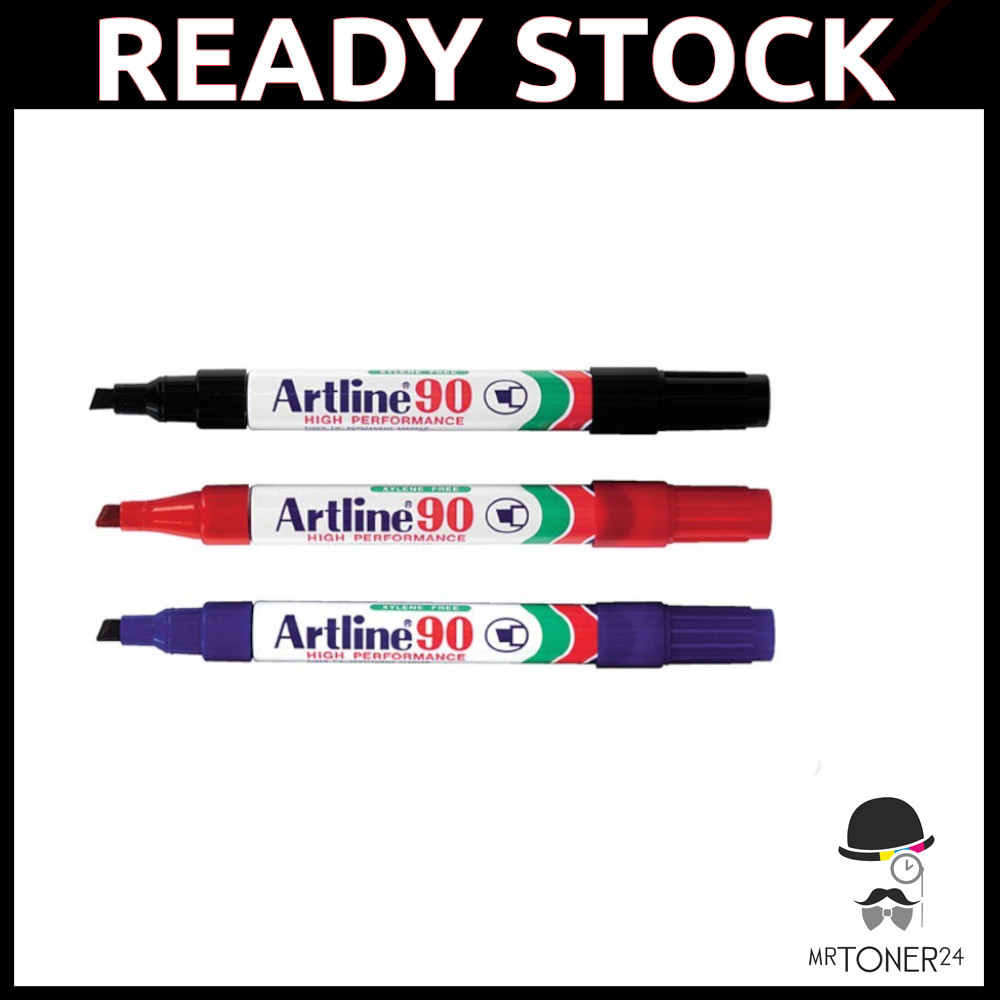 Artline 90 ปากกามาร์กเกอร์ถาวร (2.0 มม.-5.0 มม.) / ปากกา Penanda Kekal (สีดํา / น้ําเงิน / แดง)