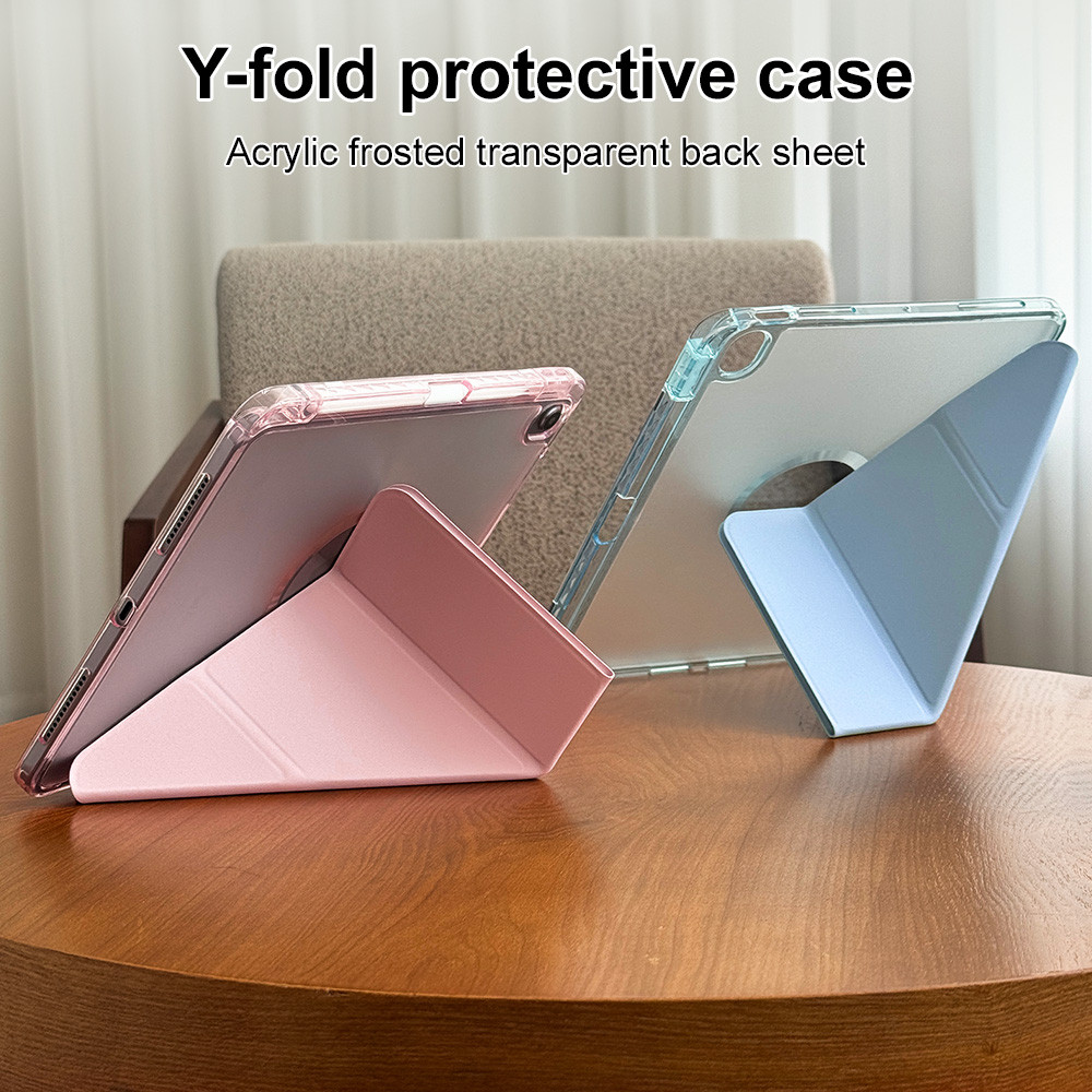 เคสป้องกันแบบพับ3+Yแบบฝ้าFor iPad Pro11 12.9"2018-2022 13 2024 Gen11/10/9/8/7/6/5/4/3 Air5/4 Pro10.5 Air13'M2 M3เคสไอ-XF