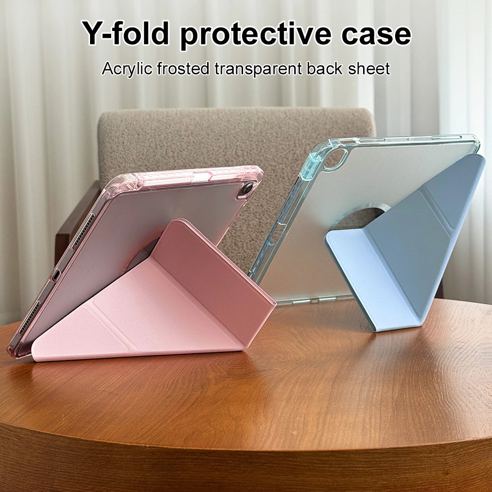 เคสป้องกันแบบพับ3+Yแบบฝ้าFor iPad Pro11 12.9"2018-2022 13 2024 Gen11/10/9/8/7/6/5/4/3 Air5/4 Pro10.5 Air13'M2 M3เคสไอ-XF