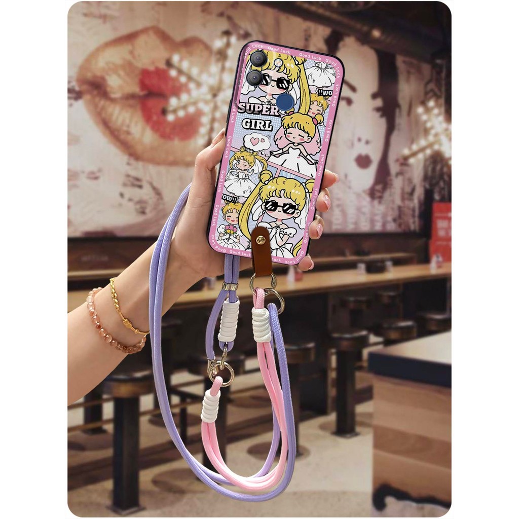 Soft Case เคสโทรศัพท์แนวทแยงสําหรับ Tecno POP5 LTE/BD4 Dirt-proof สร้อยคอน่ารัก TPU ออกแบบแฟชั่นปกหล