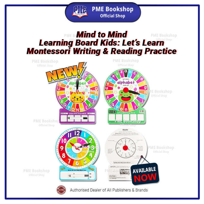 PME Bookshop Mind to Mind: Learning Board Kids Lets Learn Alphabet & Clock Montessori Writing & Read