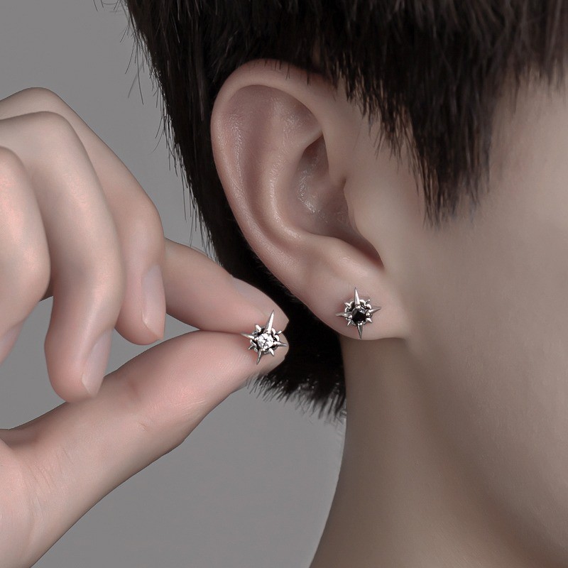 ต่างหูหู Studs เพชรสังเคราะห์ซีรikon เหมาะสำหรับทั้งผู้ชายและผู้หญิง