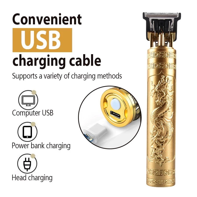 ปัตตาเลี่ยนไฟฟ้า พลาสติก มืออาชีพ USB ไร้สาย ปัตตาเลี่ยนตัดผม ที่กันจอนเครา ตัดผม ชุดตัดผม
