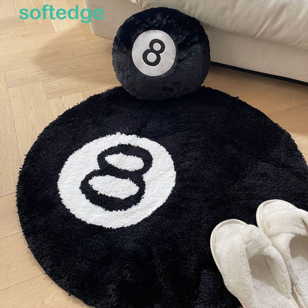 ซอฟท์ขอบ​ 8 Ball พรม, รอบนุ่ม 8 Ball พรม, Creative Skin Friendly สีดํา Anti-slip 8 Ball Mat Hoom Dec
