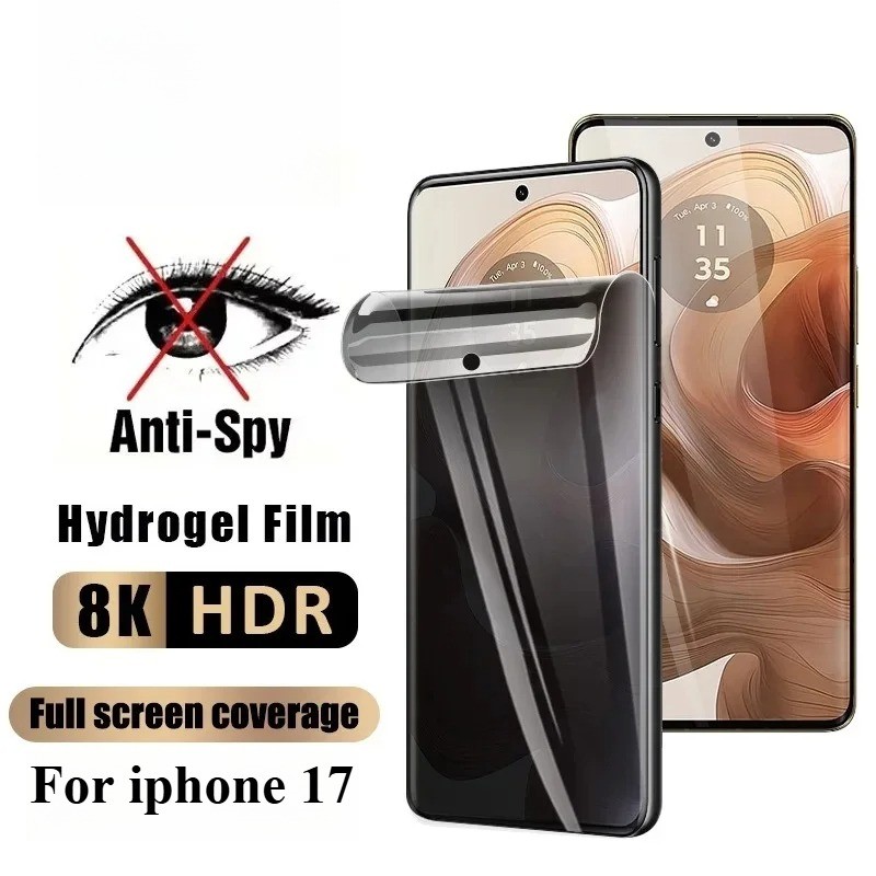 1-2 ชิ้นฟิล์มไฮโดรเจลสําหรับ iPhone 17 16 16e 15 Air Pro Max Plus ป้องกันหน้าจอไม่กระจกนิรภัย