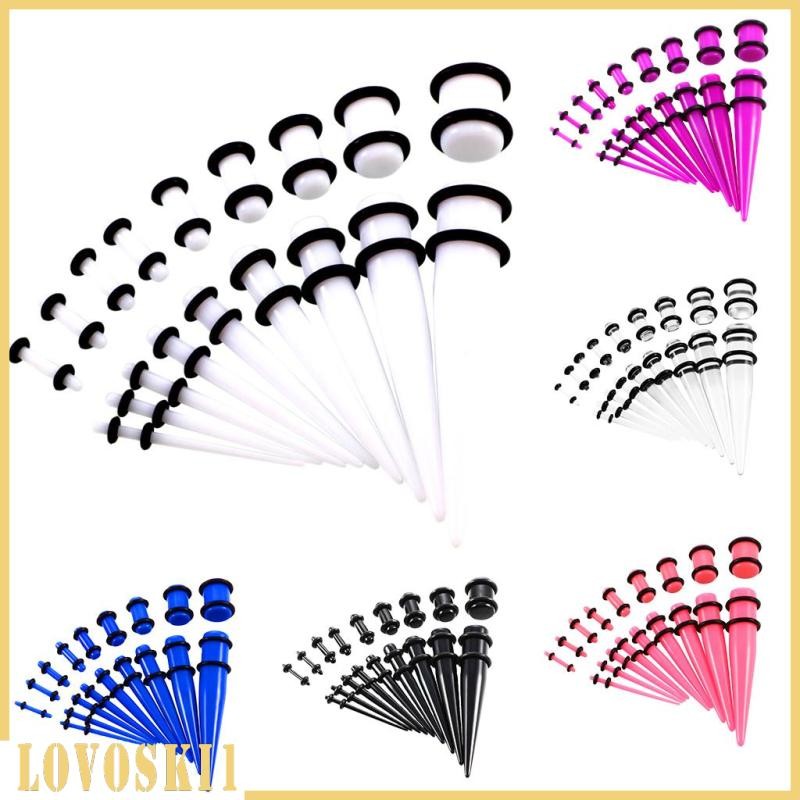 [Lovoski1] 18 ชิ้น Punk Ear Plug ชุดหู Tapers ชุดยืด Expander Stretchers Gauges 14g-00g