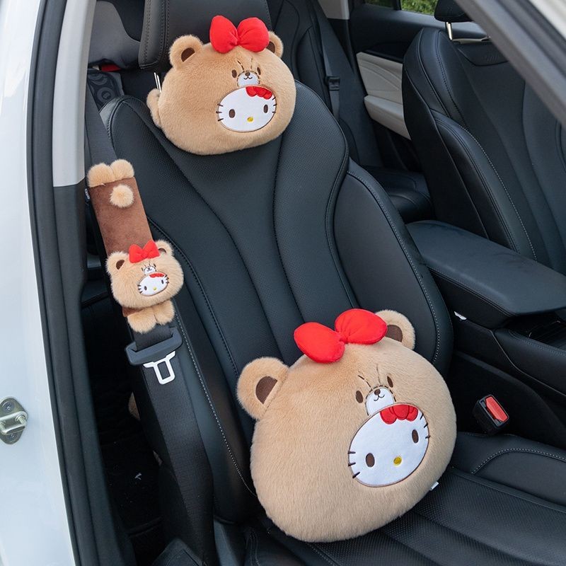 Hello Kitty Car Seat Cushion Headrest Seatbelt Covers Neckrest