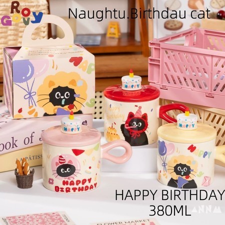 Groovy แก้วเซรามิกรูปแมว แก้วมัค ถ้วยเซรามิก 380มล. แก้ว ของที่ระลึก ชุดของขวัญ รูปทรงน่ารัก ด้ามจับหนา ใช้ได้หลายครั้ง