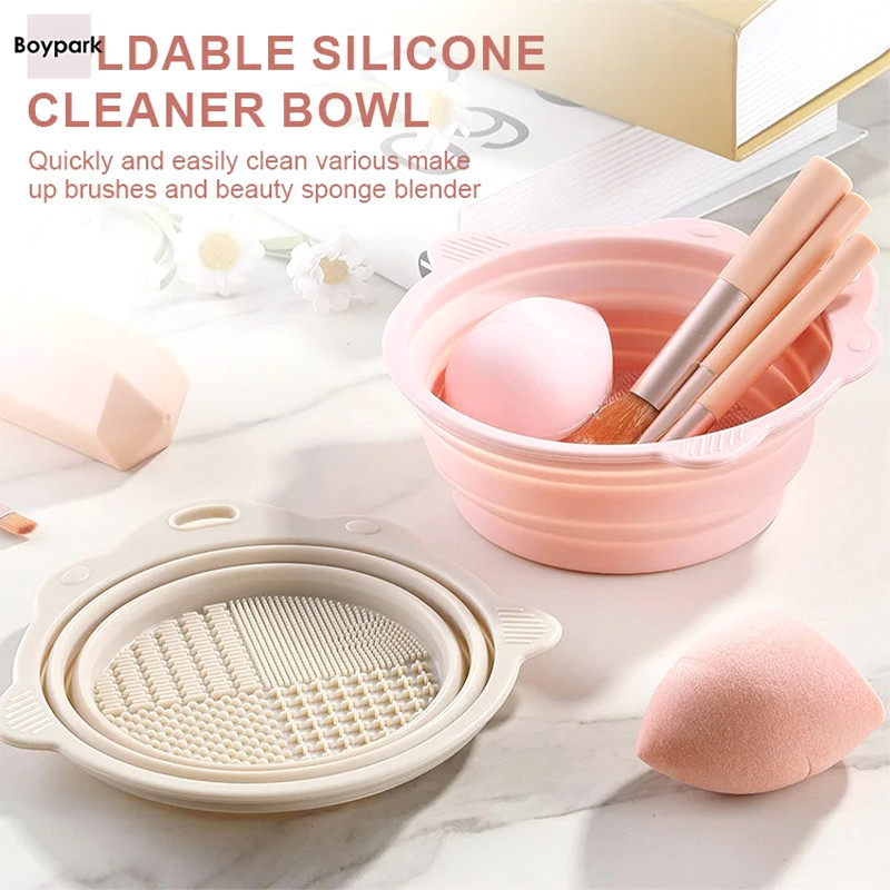 Boypark Washing Brushed Bowl แปรงแต่งหน้าพับซิลิโคนแป้งพัฟ Beauty Blender Cleaner
