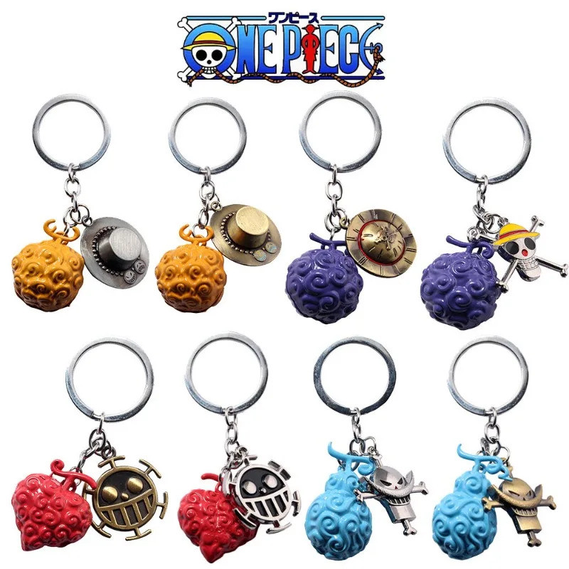 One Piece Devil Fruit Key Chain อะนิเมะอุปกรณ์ต่อพ่วง Luffy Ace โลหะ Gum-Gum ผลไม้ Chop-Chop จี้ผลไม้ของขวัญสร้างสรรค์สําหรับแฟนๆ
