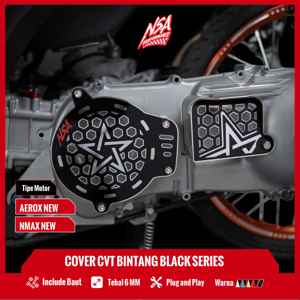 ร้านสุฟห์ | ฝาครอบ NSA CVT BINTANG BLACK SERIES YAMAHA Nmax Aerox CVT COVER Yamaha อุปกรณ์มอเตอร์ไซค