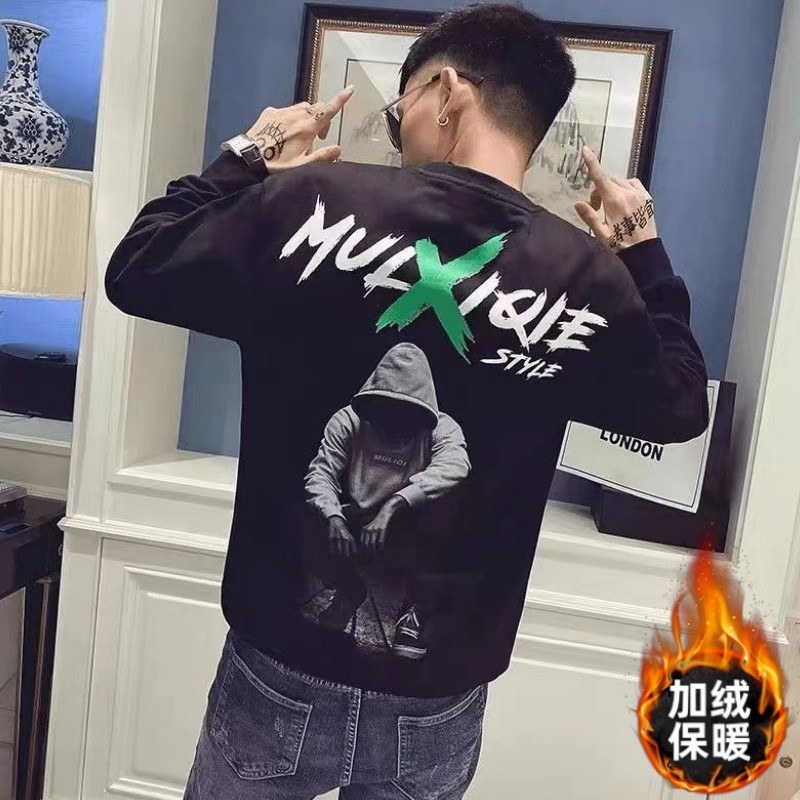 All-Match American Loose Long-Sleeved 23ผู้ชายใหม่Topอินเทรนด์เสื้อกันหนาวคู่สไตล์ขนแกะซับการออกแบบร