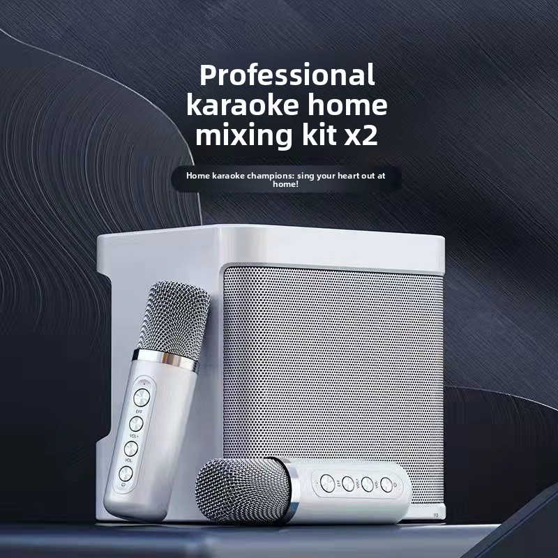 YS203K เพลงลําโพงไร้สายบลูทูธไมโครโฟนคู่ไมโครโฟน All-in-One ครอบครัวกลางแจ้ง KTV Audio