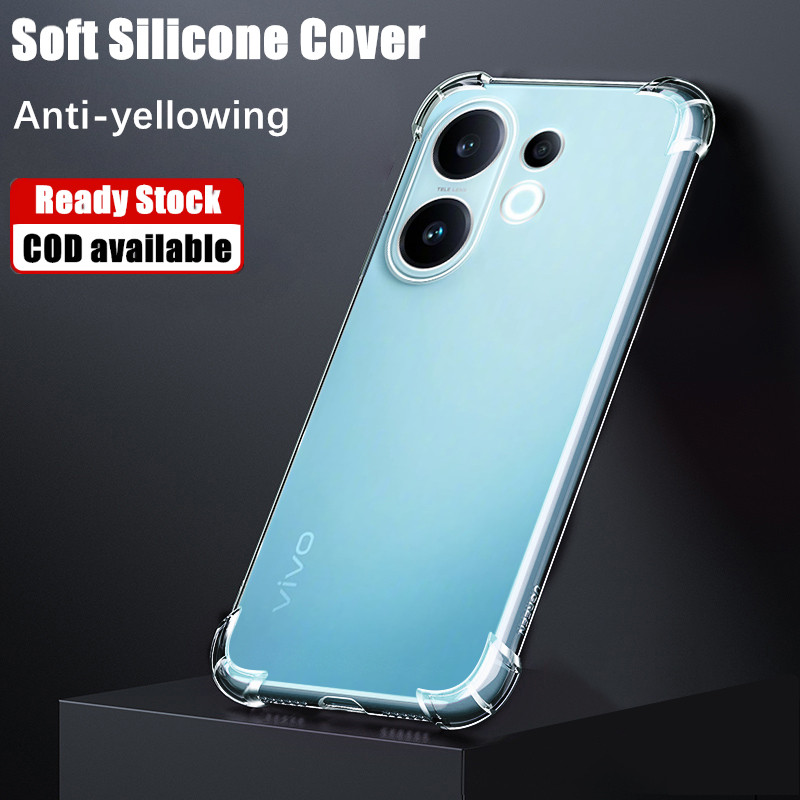 สําหรับ Vivo X200 FE V2503 Slim Crystal Clear Soft Silicone Jelly Case พร้อมสี่มุมเสริมฝาครอบโปร่งใส