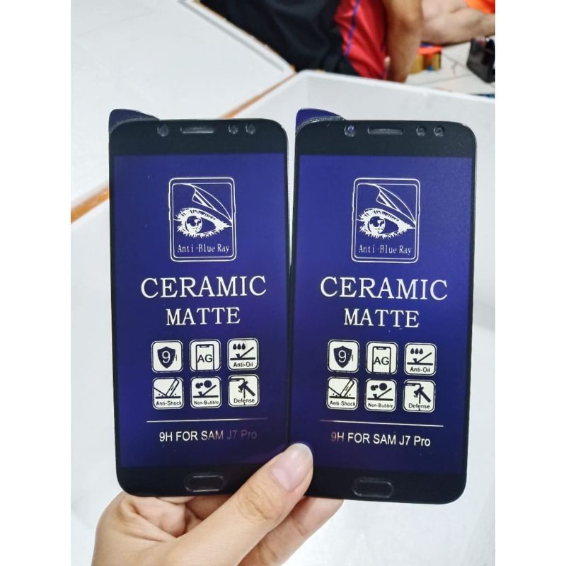 TEMPER GALS BLUE CERAMIC MATTE ANTI RADIATION ANTI BREAK SAMSUNG J7PRO J7 PLUS/ J5 PRO/ J3 PRO/ J2 P