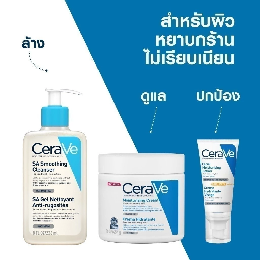 เซราวี CERAVE SA Smoothing Cleanser  เอสเอ สมูทติ้ง คลีนเซอร์ ผลิตภัณฑ์ทำความสะอาด สำหรับผิวหยาบกร้าน ไม่เรียบเนียน 236m thumbnail 8