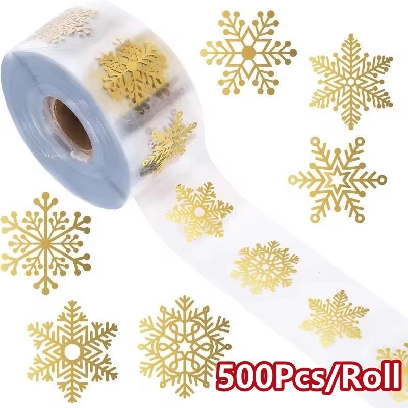 500ชิ้นกล่องขนม ง เอแคลส์ ซองจดหมายซีลของขวัญคริสต์มาสเกล็ดหิมะสติกเกอร์วันหยุดป้ายตกแต่ง