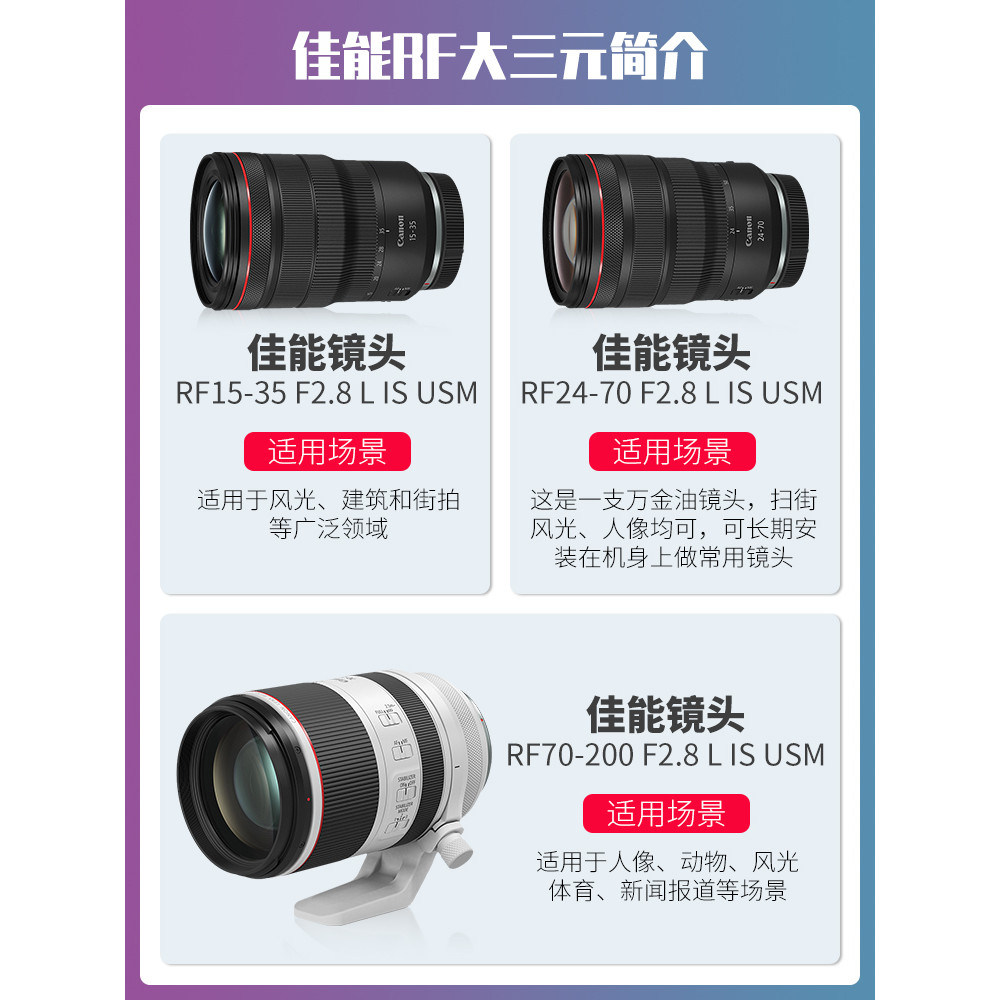 Canon RF70-200 RF24-70 RF15-35 F2.8 USM Big Three Yuan Portrait Scenery เลนส์ฟูลเฟรม