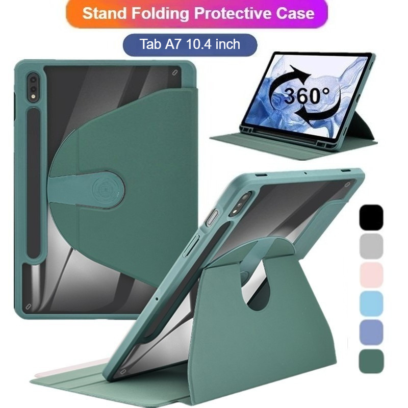 SAMSUNG 360° ฝาครอบหมุนสําหรับSamsung Galaxy Tab A7 10.4 "2020 SM-T500 T505 T507/2022 SM-T509 Stand Book Flip Clearหนังกันกระแทกกรณีพร้อมผู้ถือปากกา