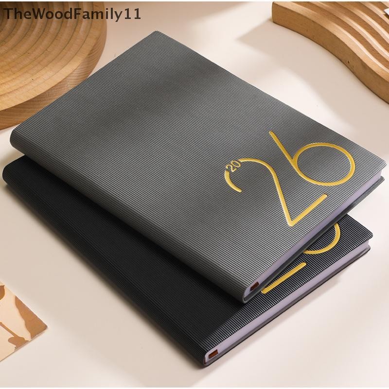 TT 1 ชิ้น 12 เดือนทนต่อการสึกหรอ 365 วันประสิทธิภาพโน๊ตบุ๊คพร้อมที่คั่นกระดาษหนาภาษาอังกฤษ 2026 ตารา