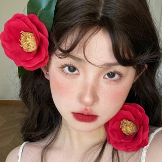 กิ๊บติดผมดอกไม้จำลองสีแดงสไตล์เกาหลี สำหรับการแต่งกายในโอกาส…