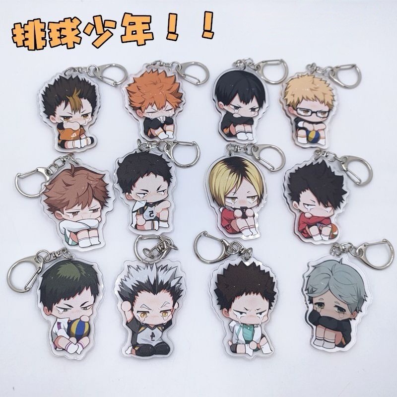 ไฮคิว!! พวงกุญแจอะคริลิค Oikawa Tooru Hinata Shouyou อะนิเมะ Q-version อุปกรณ์ต่อพ่วงพวงกุญแจ