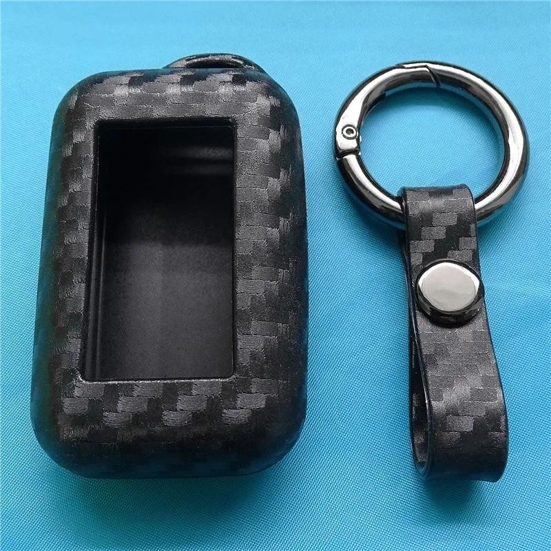 LCD รีโมทคอนโทรล KeyChain เครื่องส่งสัญญาณสําหรับ StarLine E90 E63 E93 E95 E66 E96 Caron ไฟเบอร์ซิลิ