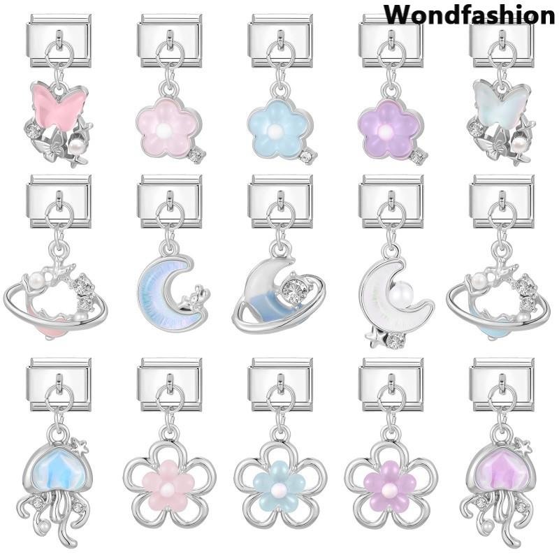 จี้charmผีเสื้อDolphinPlanetสไตล์อิตาเลียน สร้อยข้อมือสแตนเลส9มม. สำหรับทำเครื่องประดับเอง-retroและเก๋
