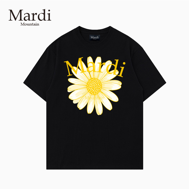 Mardis Fashion Daisy Pattern พิมพ์เสื้อยืดผู้หญิงแขนสั้นผ้าฝ้ายใหม่